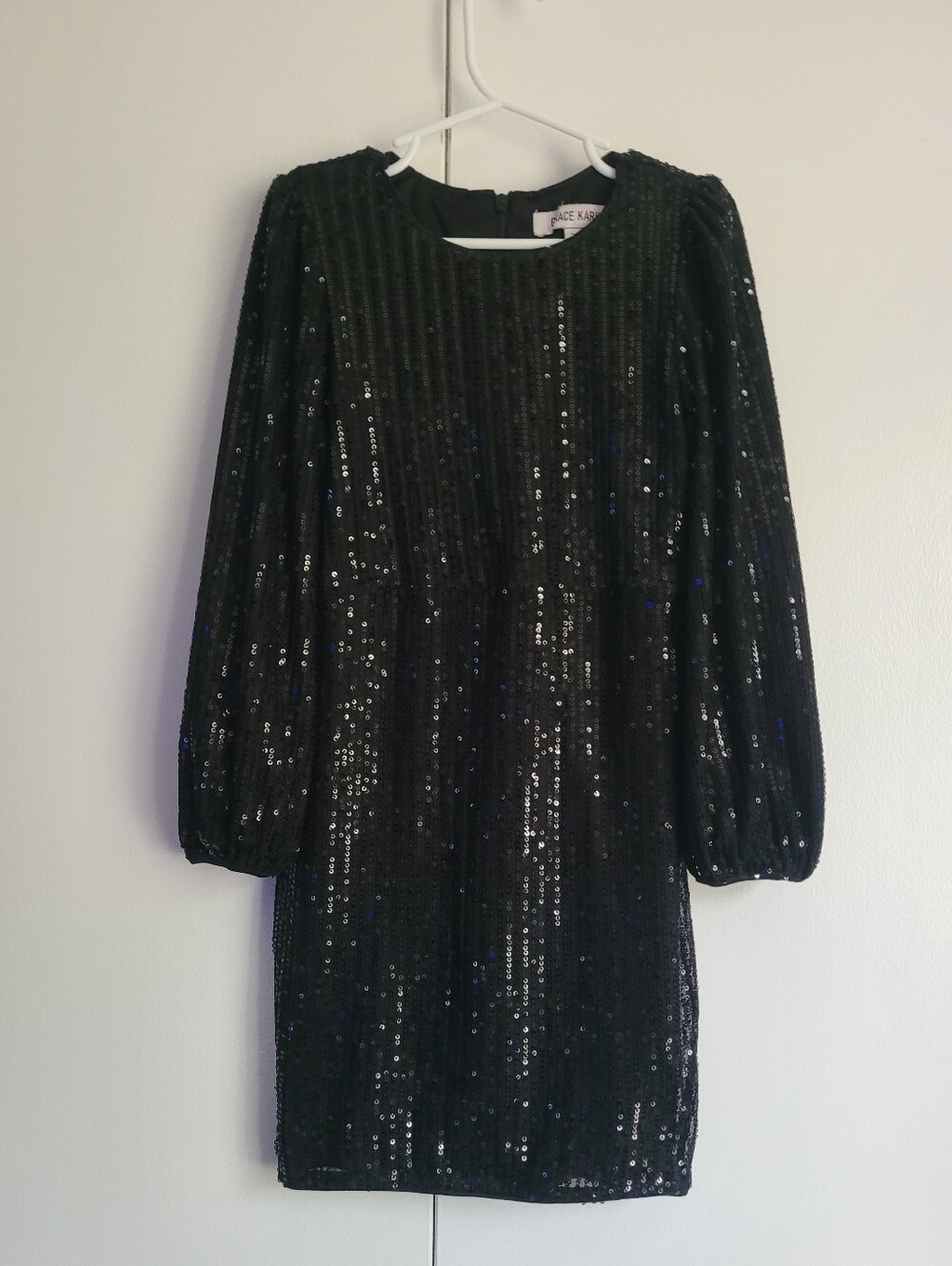 Size 7 Grace Karin Sparkly Sequin Dress Black Long-sleeved Slim Fit